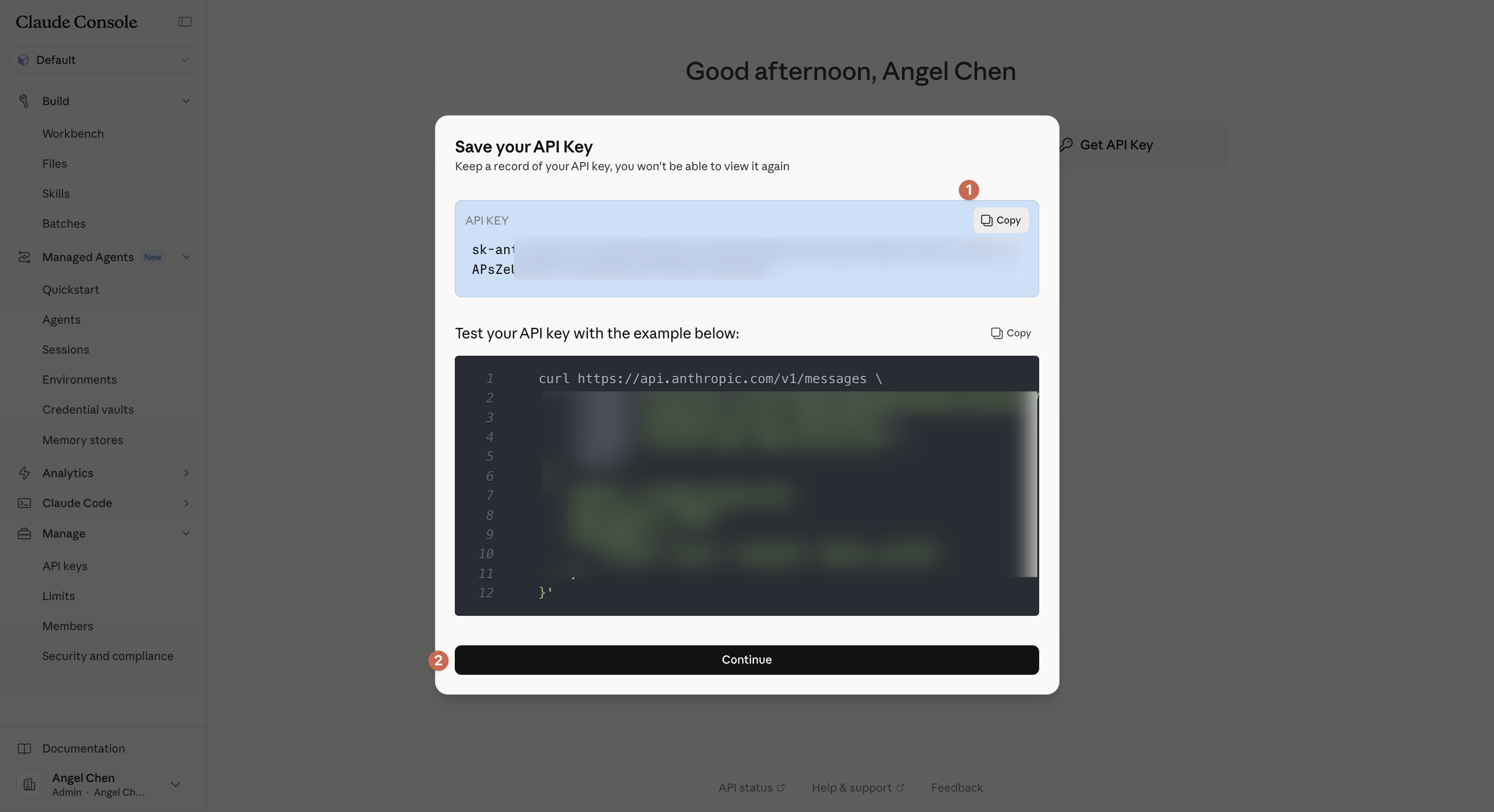 Claude API key 產生後只顯示一次