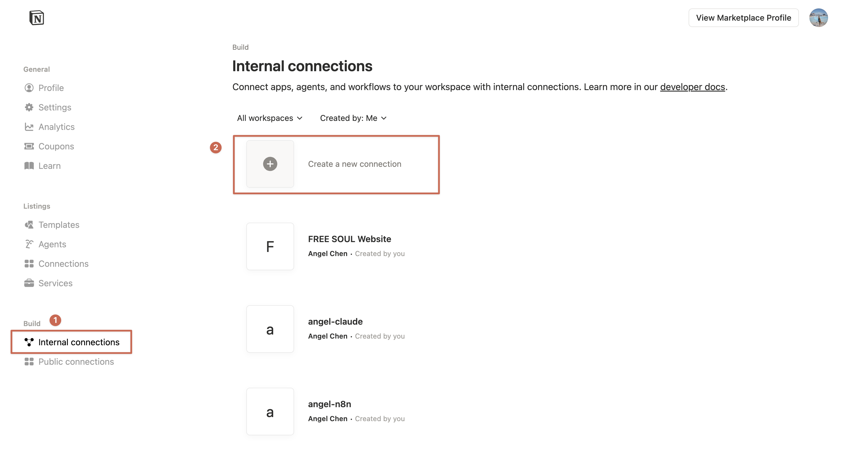 Notion my-integrations 頁面