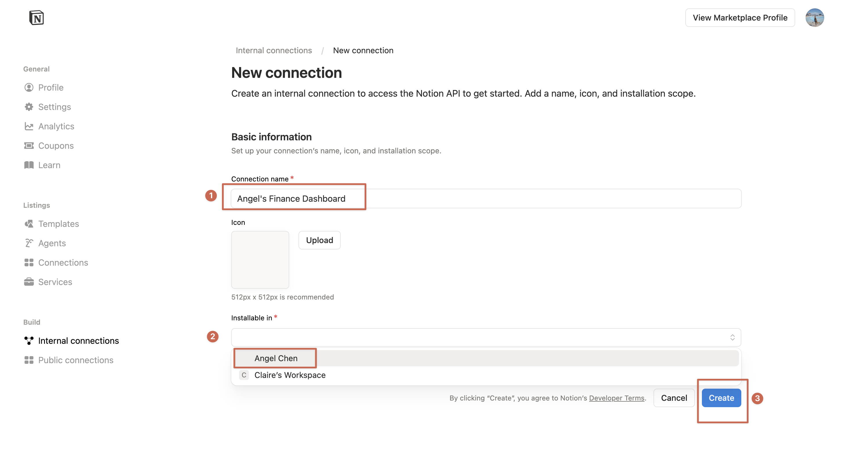 建立 integration 的設定畫面
